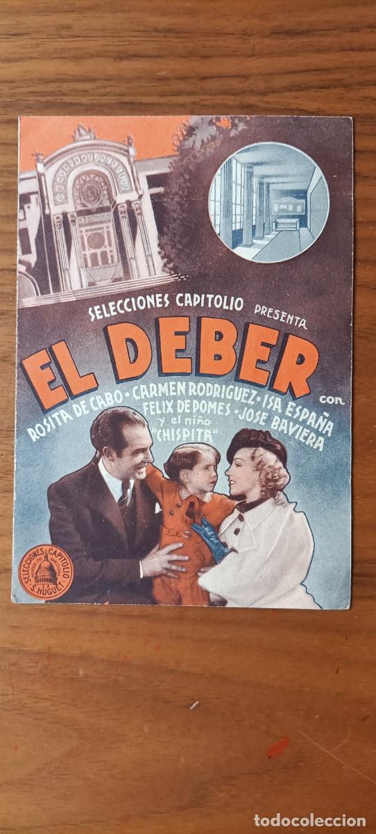 Cine: EL DEBER. ES DOBLE, ROSITA DELGADO, ISA ESPA&Ntilde;A. 1936. S/P.