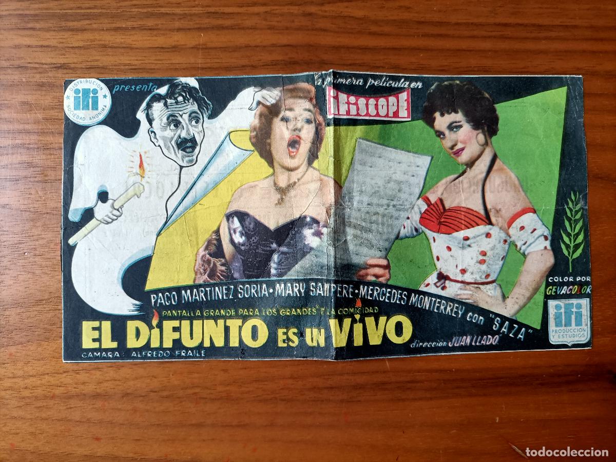 Cine: EL DIFUNTO ES UN VIVO, 1956 C/P. TEATRO CINE DEL PUERTO. L.P. DE G. CANARIA.