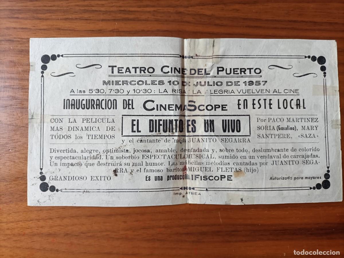 Cine: EL DIFUNTO ES UN VIVO, 1956 C/P. TEATRO CINE DEL PUERTO. L.P. DE G. CANARIA.