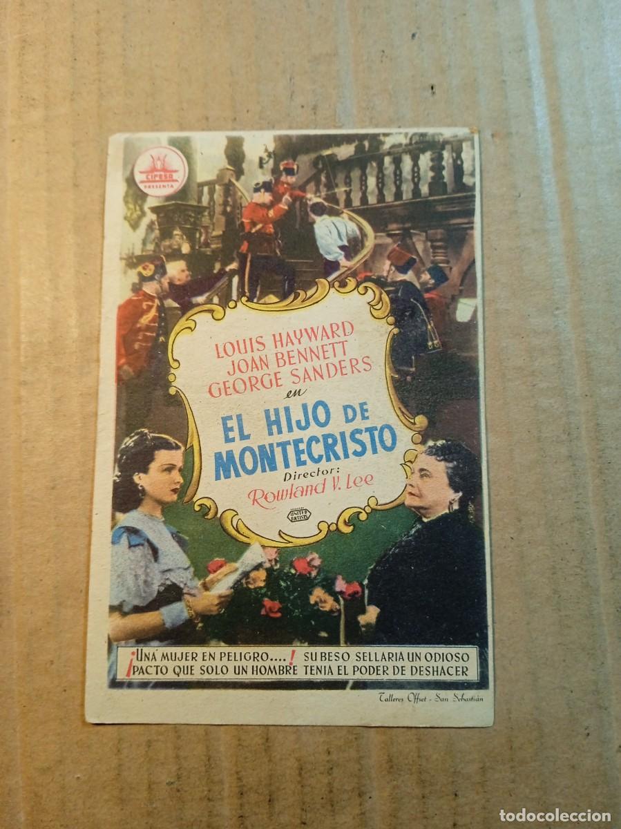 Cine: FOLLETO DE MANO SIN PUBLICIDAD EL HIJO DE MONTECRISTO