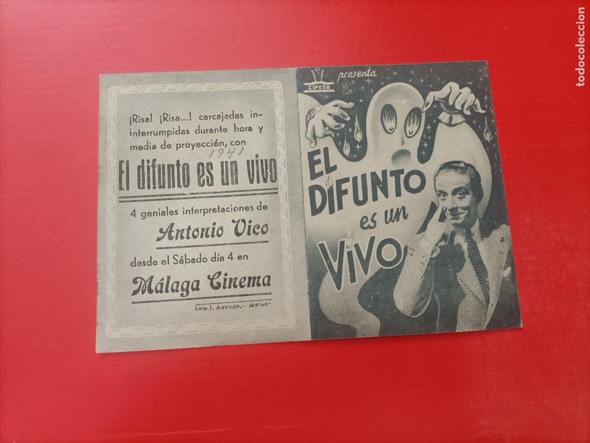 Cine: EL DIFUNTO ES UN VIVO. 1941. C/P. M&Aacute;LAGA CINEMA. ES DOBLE, ANTONIO VICO. ALBU