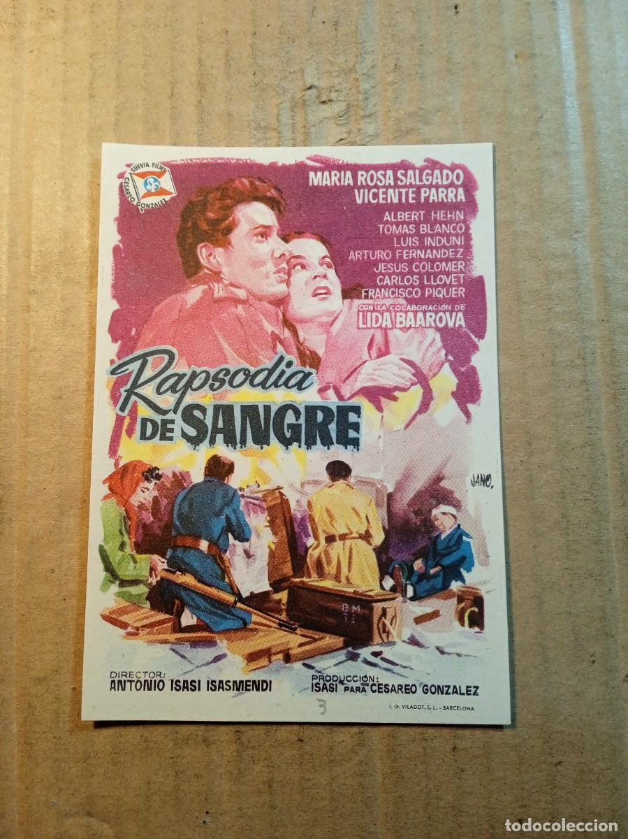 Cine: FOLLETO DE MANO SIN PUBLICIDAD RAPSODIA DE SANGRE