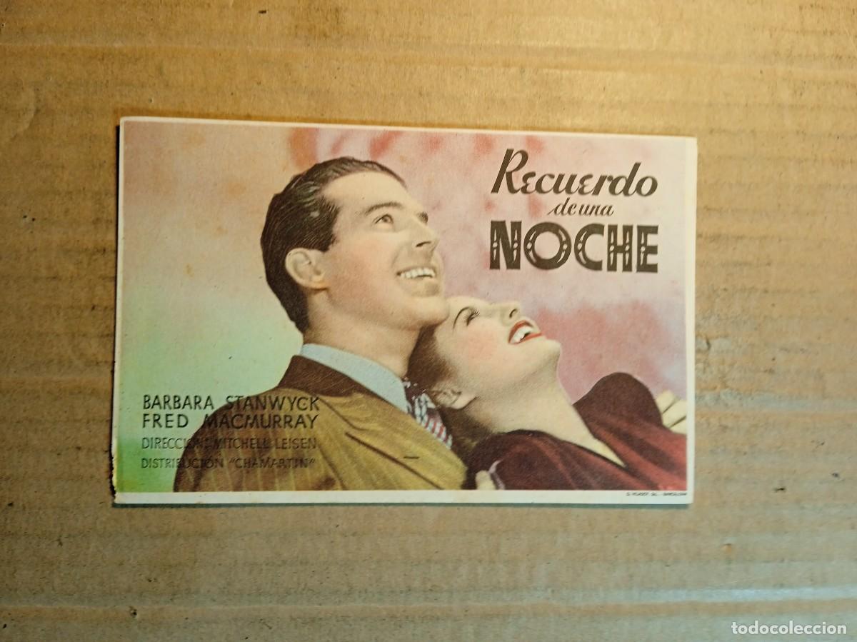 Cine: FOLLETO DE MANO SIN PUBLICIDAD RECUERDO DE UNA NOCHE