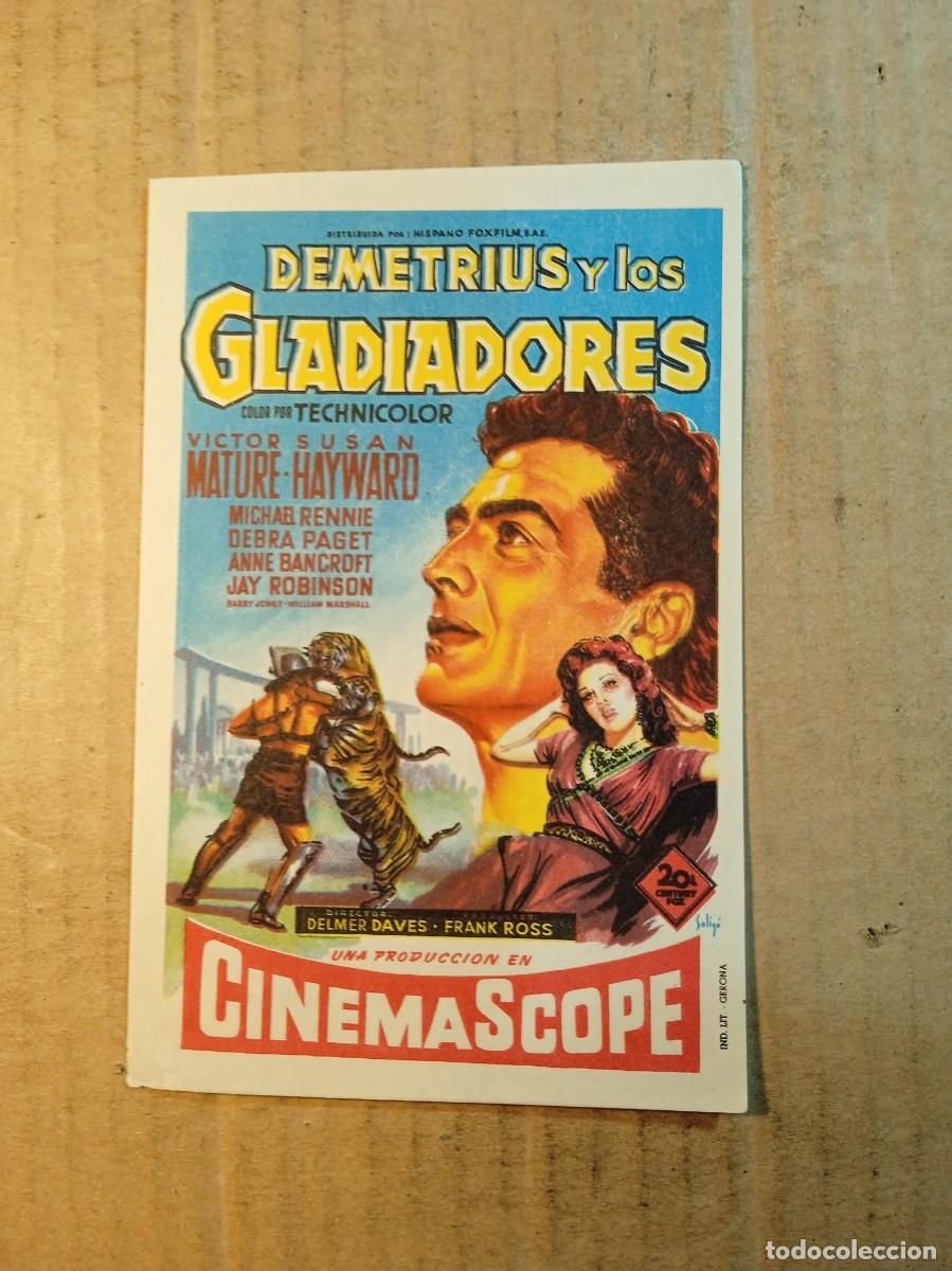 Cine: FOLLETO DE MANO CON PUBLICIDAD DEMETRIUS Y LOS GLADIADORES