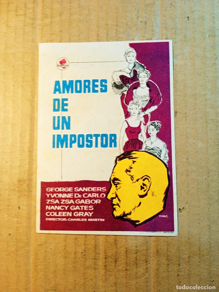 Cine: FOLLETO DE MANO CON PUBLICIDAD AMORES DE UN IMPOSTOR