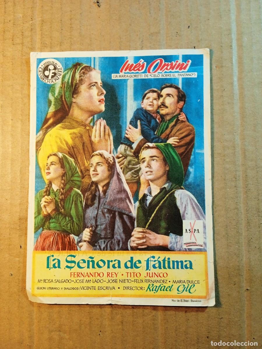 Cine: FOLLETO DE MANO CON PUBLICIDAD LA SE&Ntilde;ORA DE FATIMA