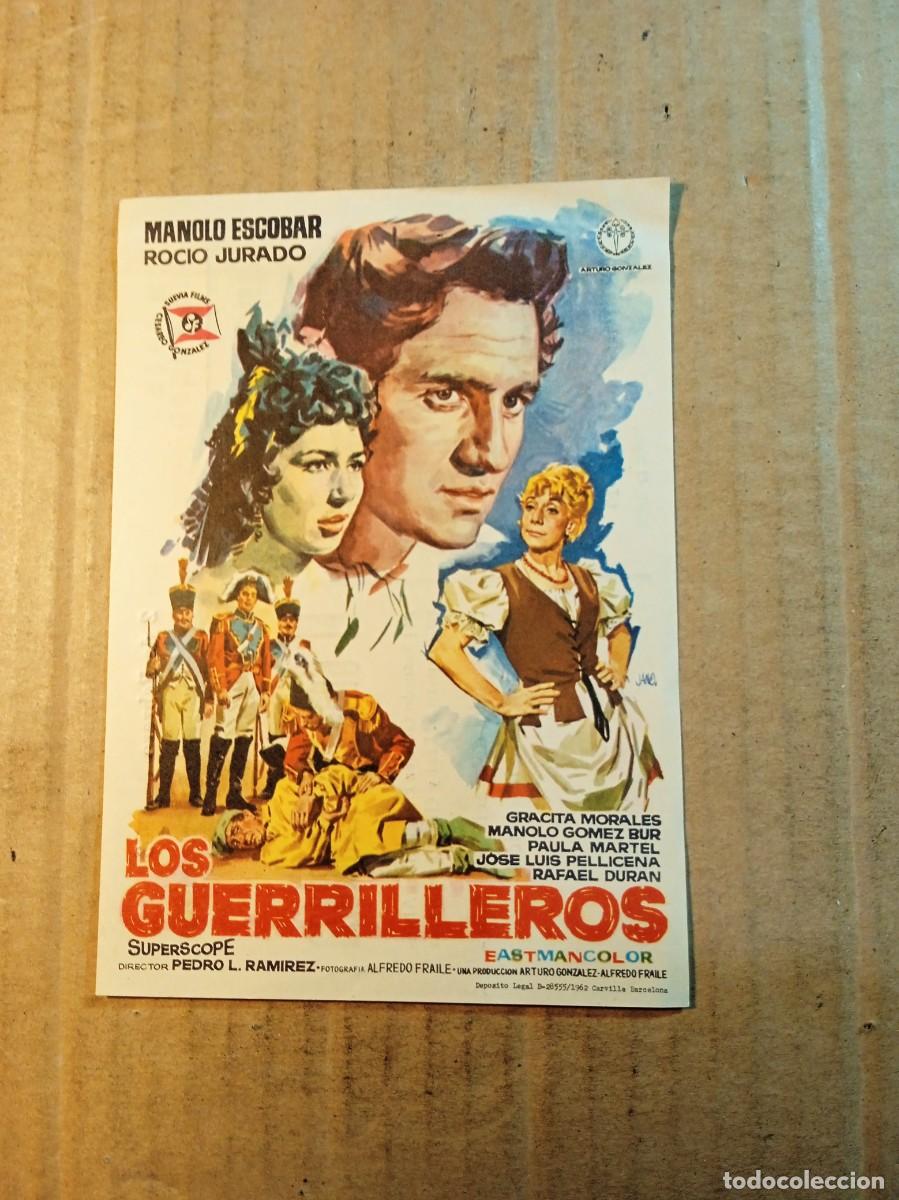 Cine: FOLLETO DE MANO CON PUBLICIDAD LOS GUERRILLEROS