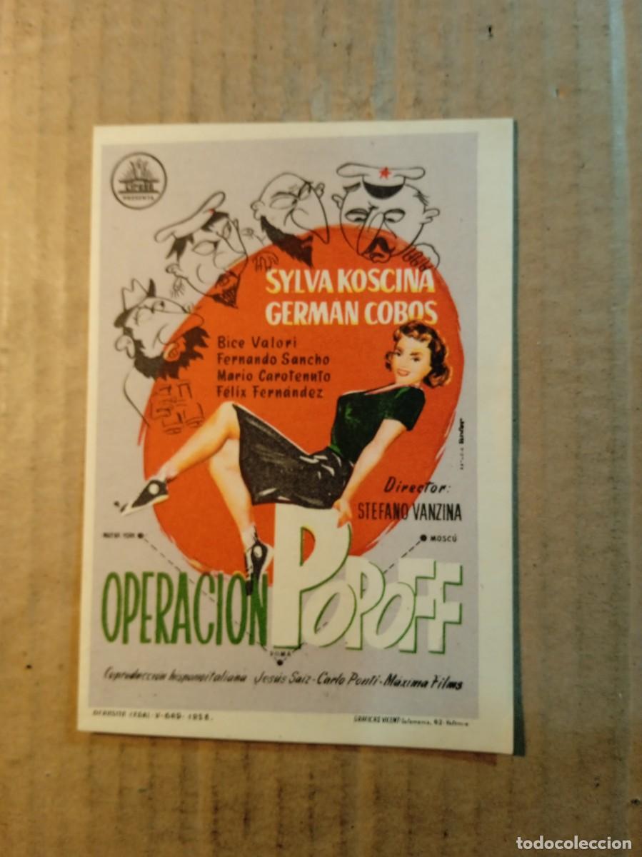Cine: FOLLETO DE MANO CON PUBLICIDAD OPERACION POPOFF