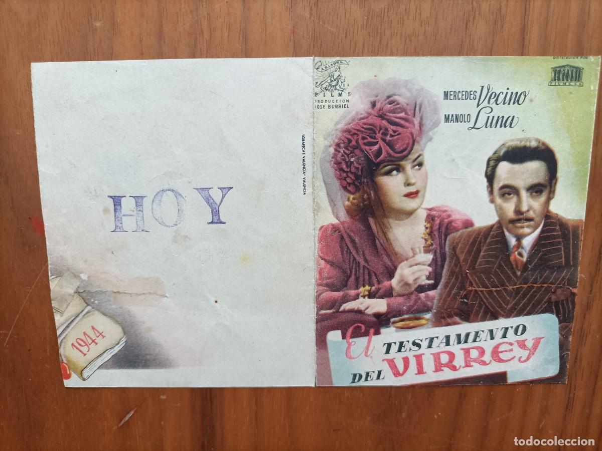 Cine: EL TESTAMENTO DEL VIRREY. 1944, ES DOBLE COMO NUEVO. MERCEDES VECINO.