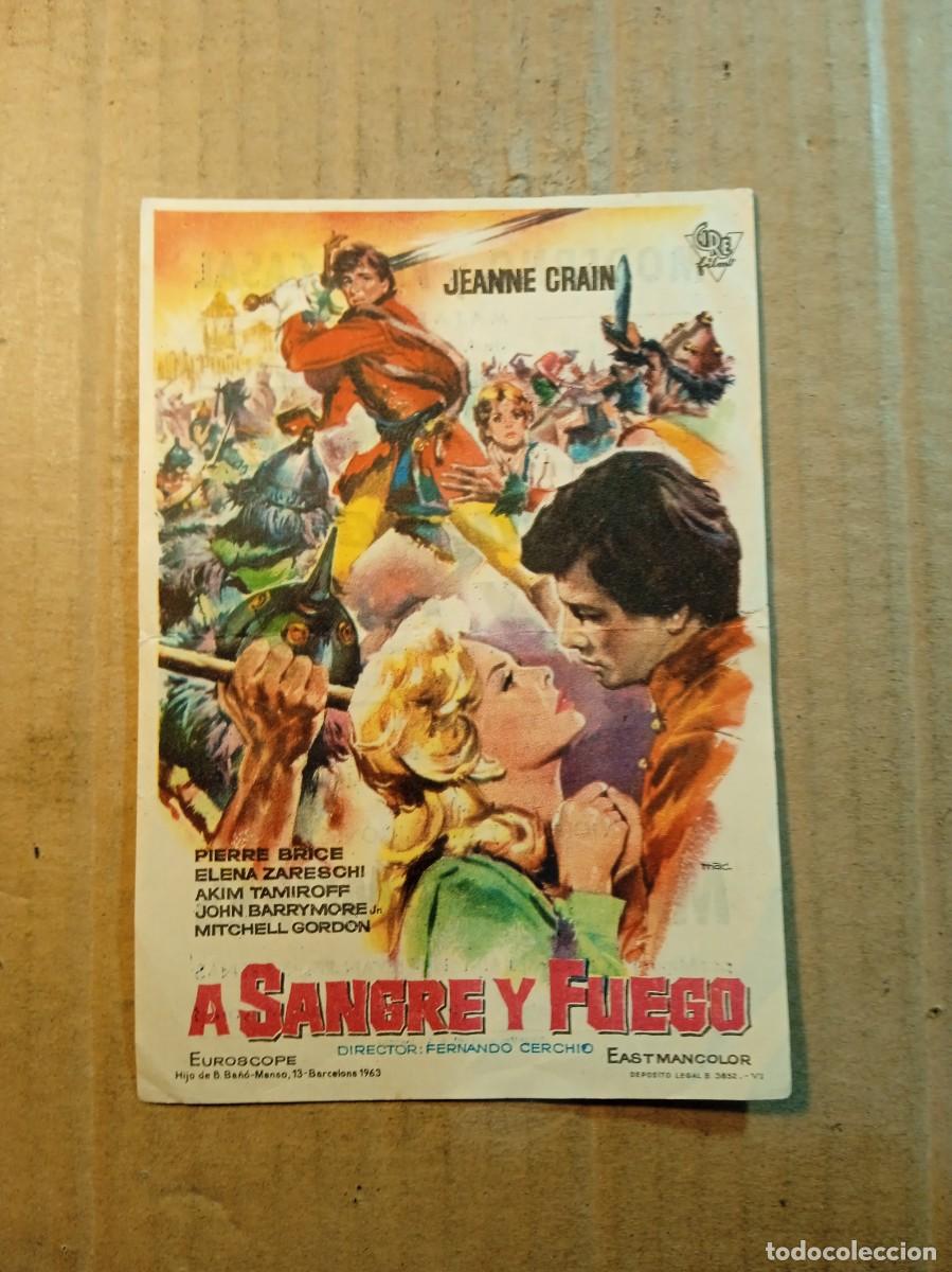 Cine: FOLLETO DE MANO CON PUBLICIDAD A SANGRE Y FUEGO
