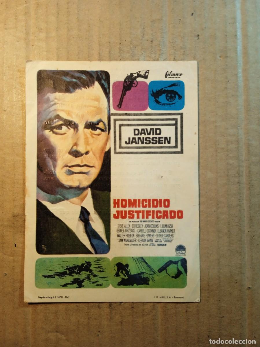 Cine: FOLLETO DE MANO CON PUBLICIDAD HOMICIDIO JUSTIFICADO
