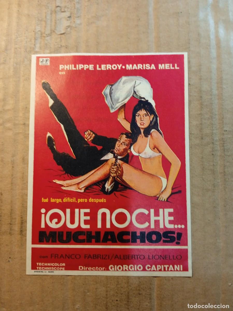 Cine: FOLLETO DE MANO CON PUBLICIDAD QUE NOCHE MUCHACHOS