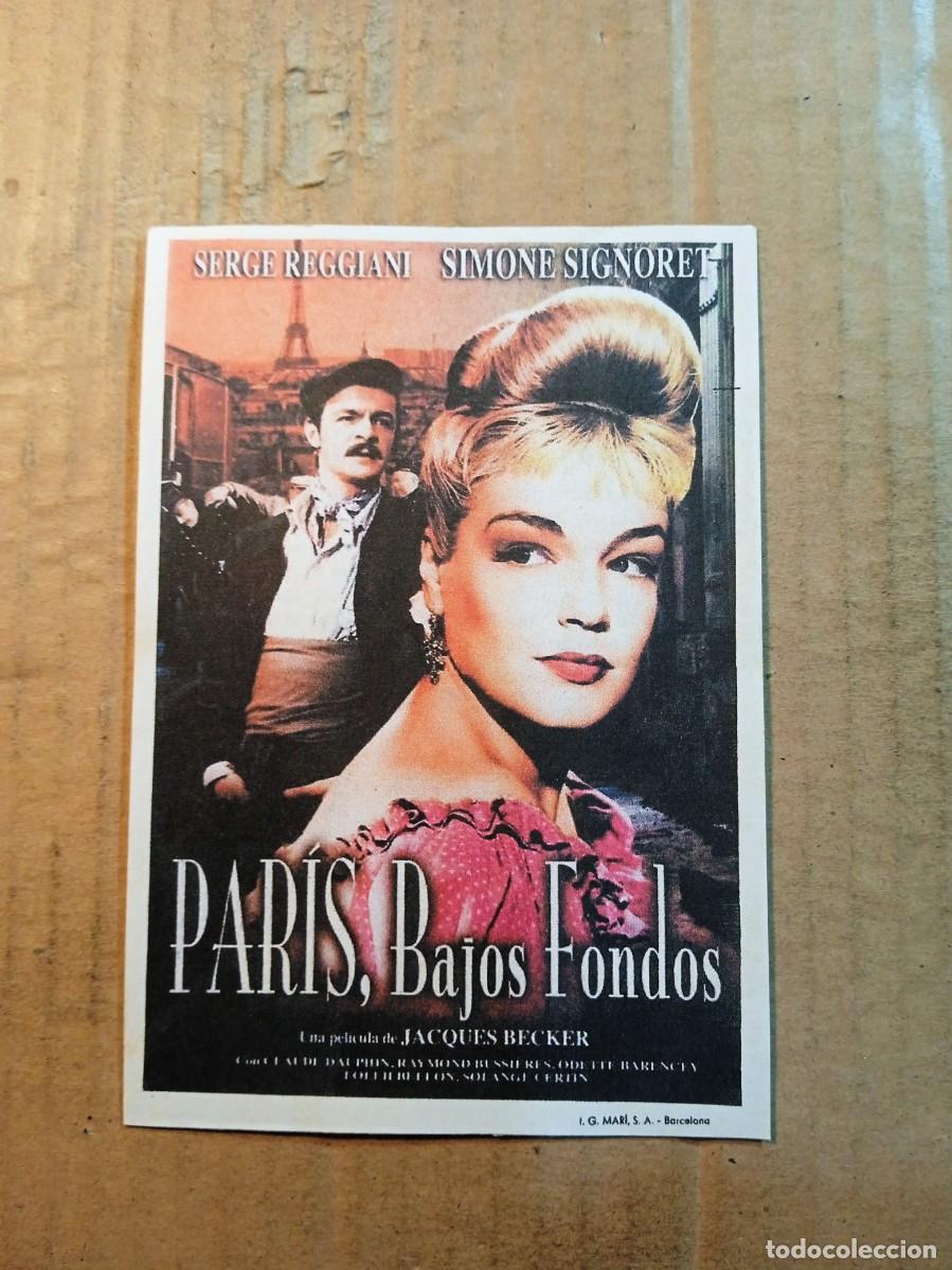 Cine: FOLLETO DE MANO CON PUBLICIDAD PARIS BAJOS FONDOS