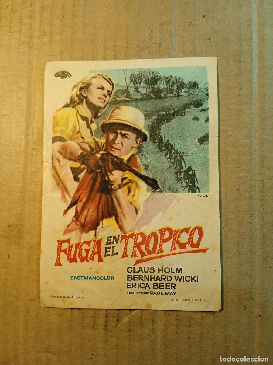 Cine: FOLLETO DE MANO CON PUBLICIDAD FUGA EN EL TROPICO