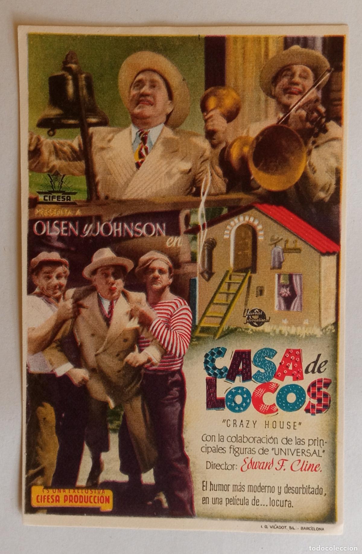 Cine: PROGRAMA DE CINE. OLSEN Y JOHNSON. CASA DE LOCOS