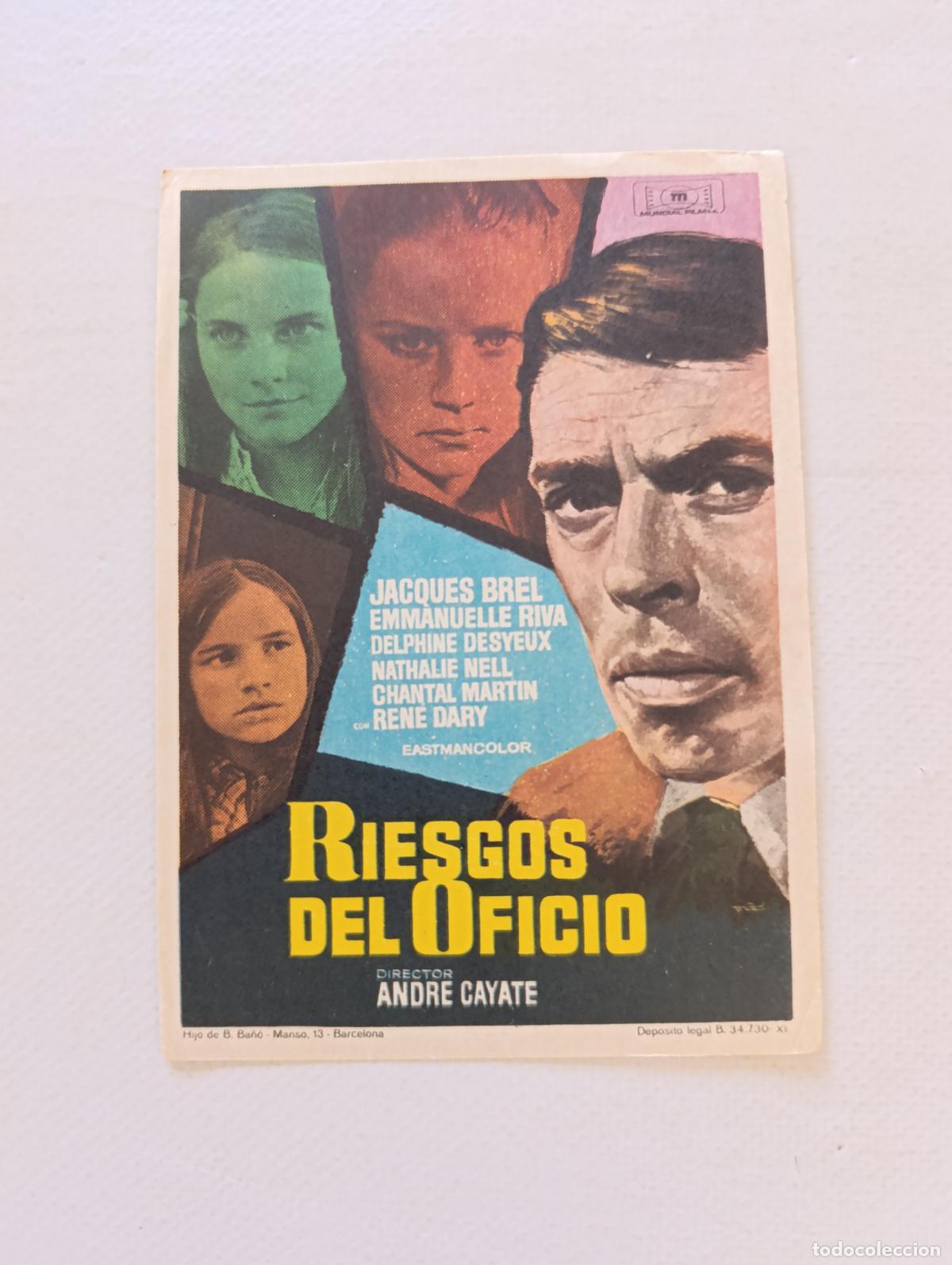 Cine: FOLLETO DE MANO - RIESGOS DEL OFICIO - JACQUES BREL - SIN PUBLICIDAD (150C)