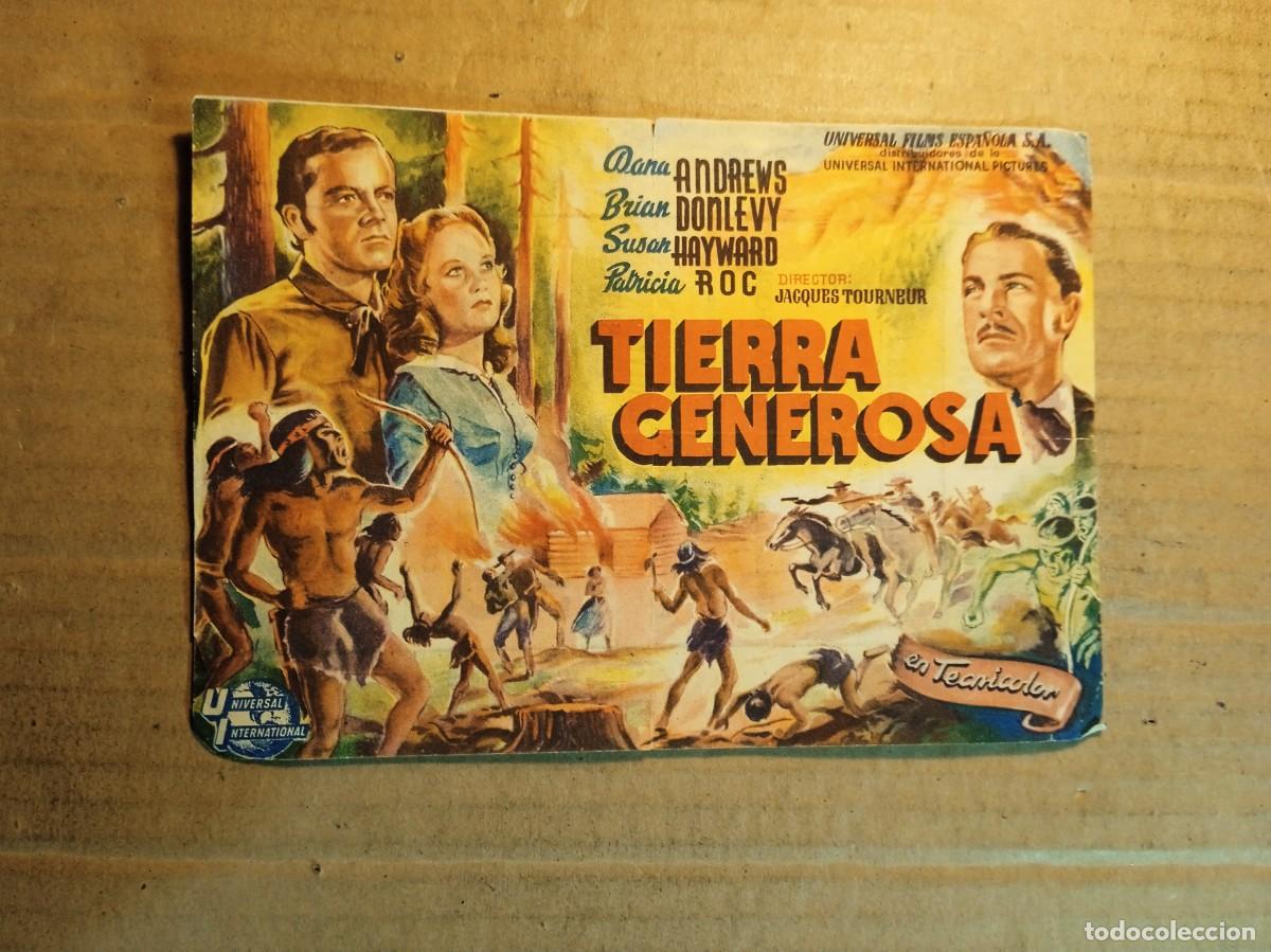 Cine: FOLLETO DE MANO CON PUBLICIDAD TIERRA GENEROSA