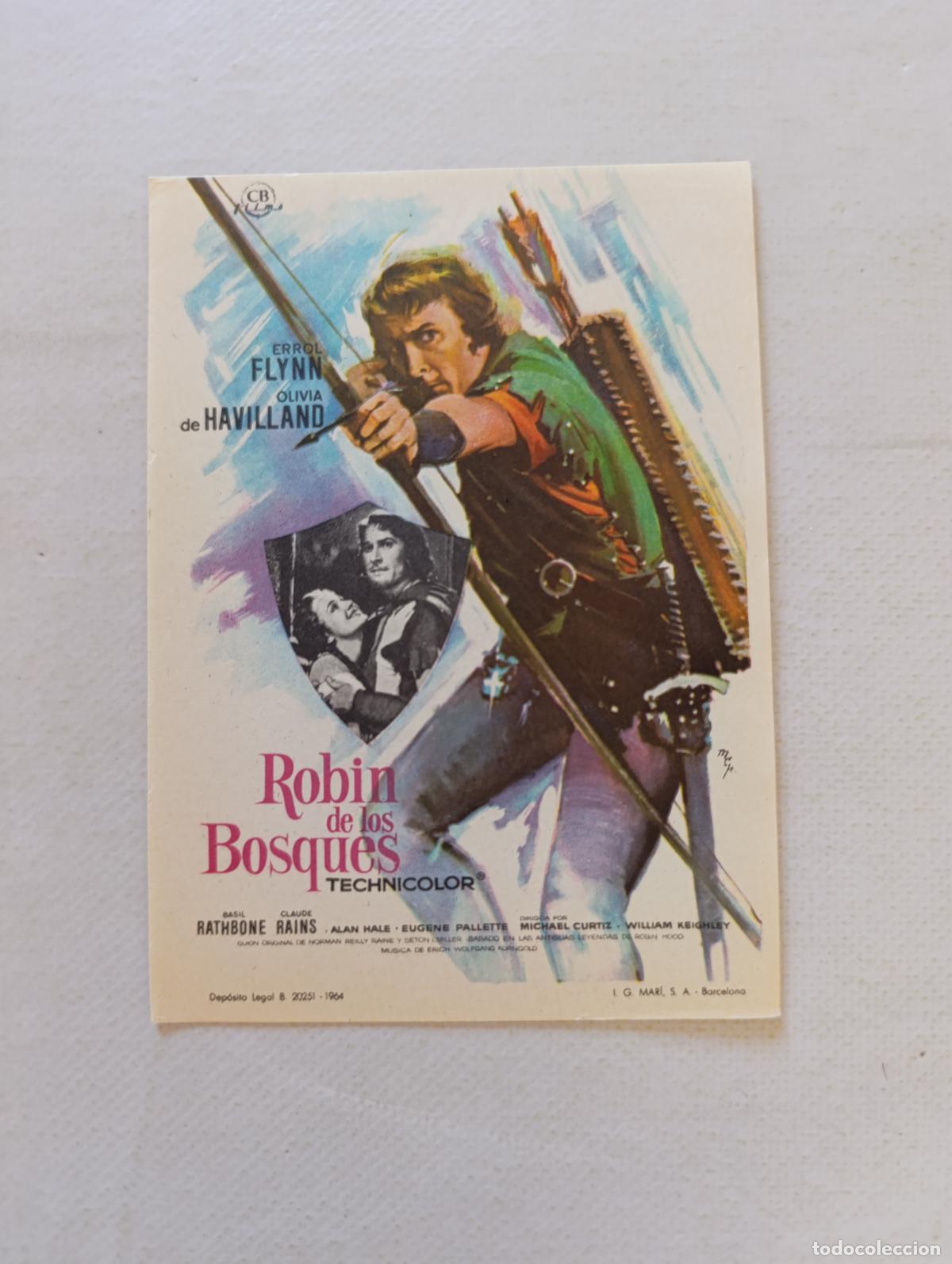 Cine: FOLLETO DE MANO - ROBIN DE LOS BOSQUES - ERROL FLYNN, OLIVIA DE HAVILLAND - SIN PUBLICIDAD (150D)