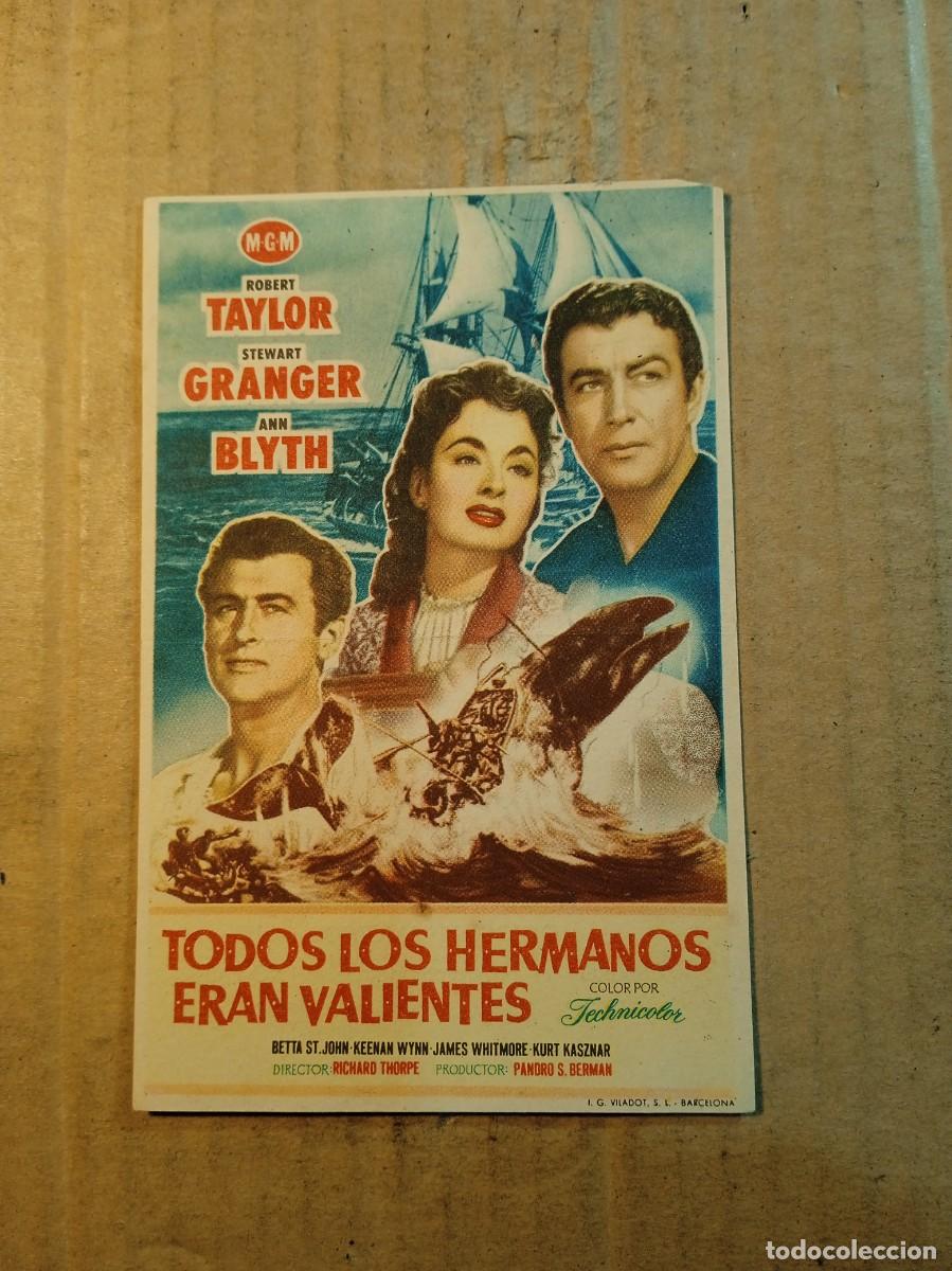 Cine: FOLLETO DE MANO CON PUBLICIDAD TODOS LOS HERMANOS ERAN VALIENTES