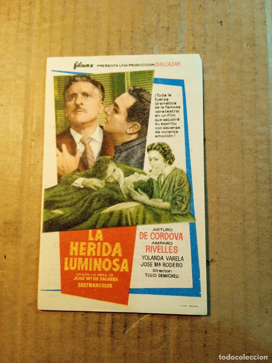 Cine: FOLLETO DE MANO CON PUBLICIDAD LA HERIDA LUMINOSA