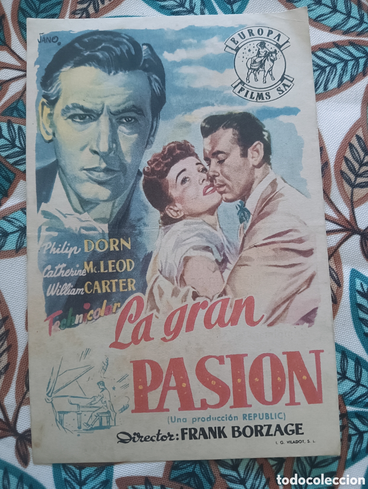 Cine: LA GRAN PASI&Oacute;N - FOLLETO SENCILLO- CON PUBLICIDAD