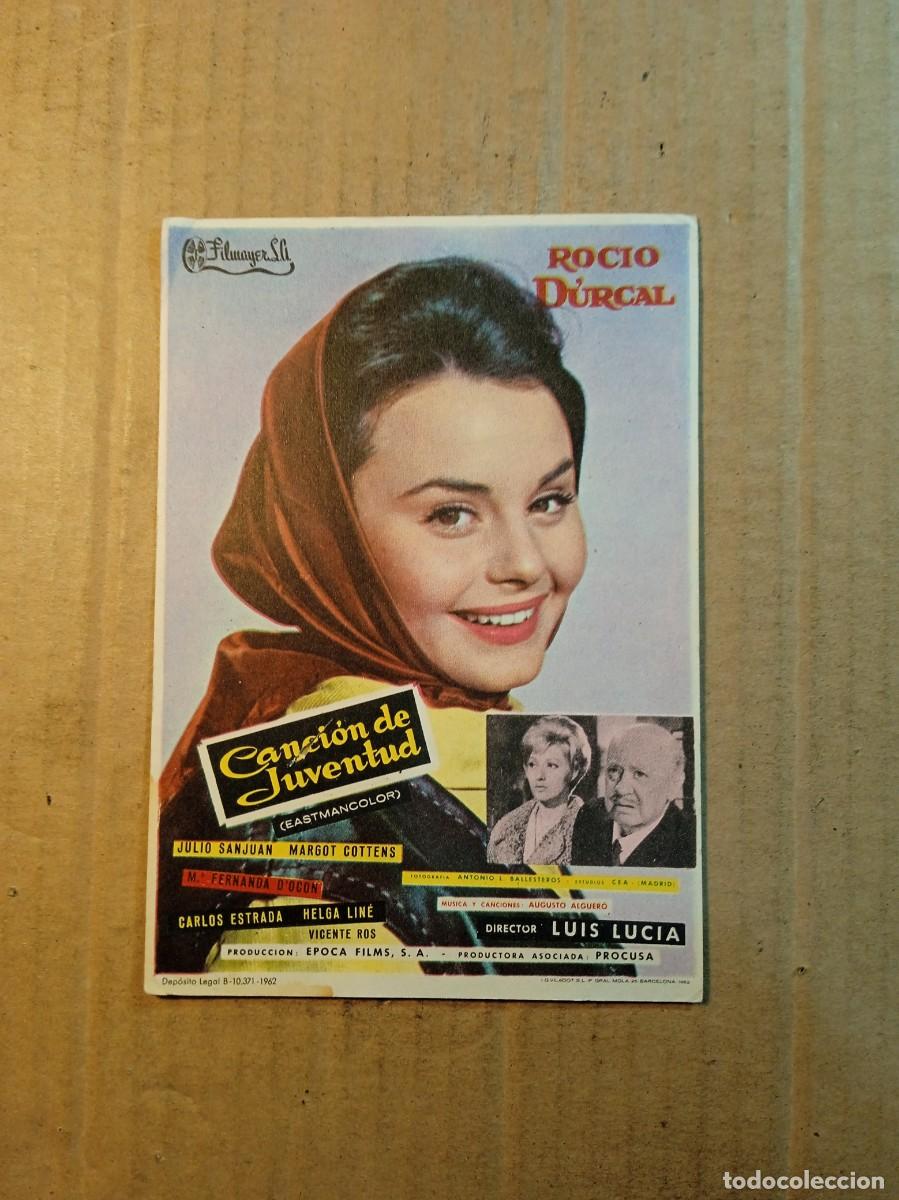 Cine: FOLLETO DE MANO CON PUBLICIDAD CANCION DE JUVENTUD
