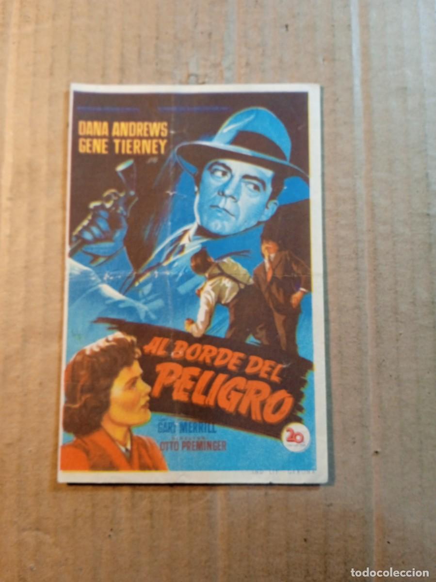 Cine: FOLLETO DE MANO CON PUBLICIDAD AL BORDE DEL PELIGRO