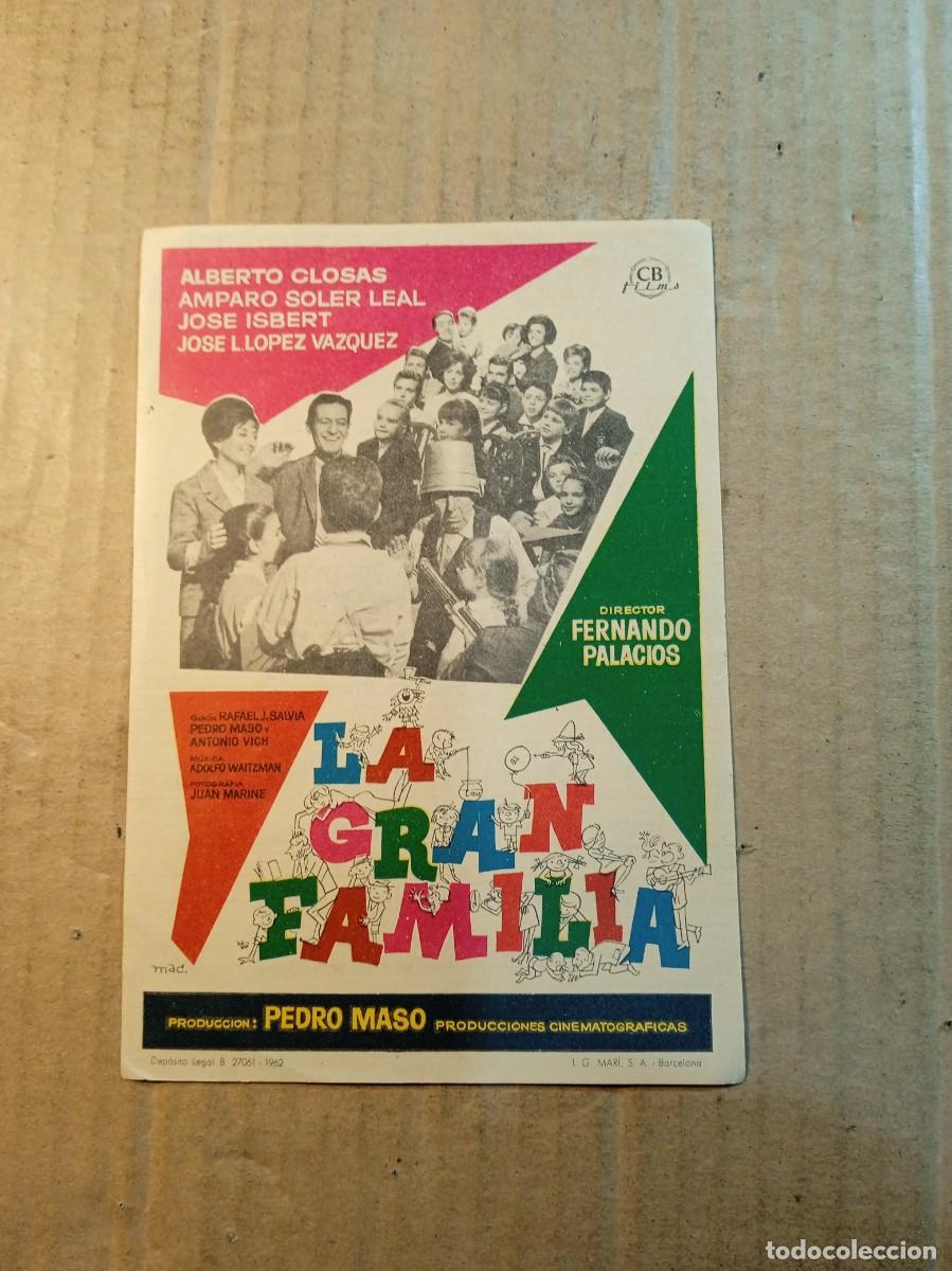 Cine: FOLLETO DE MANO CON PUBLICIDAD LA GRAN FAMILIA
