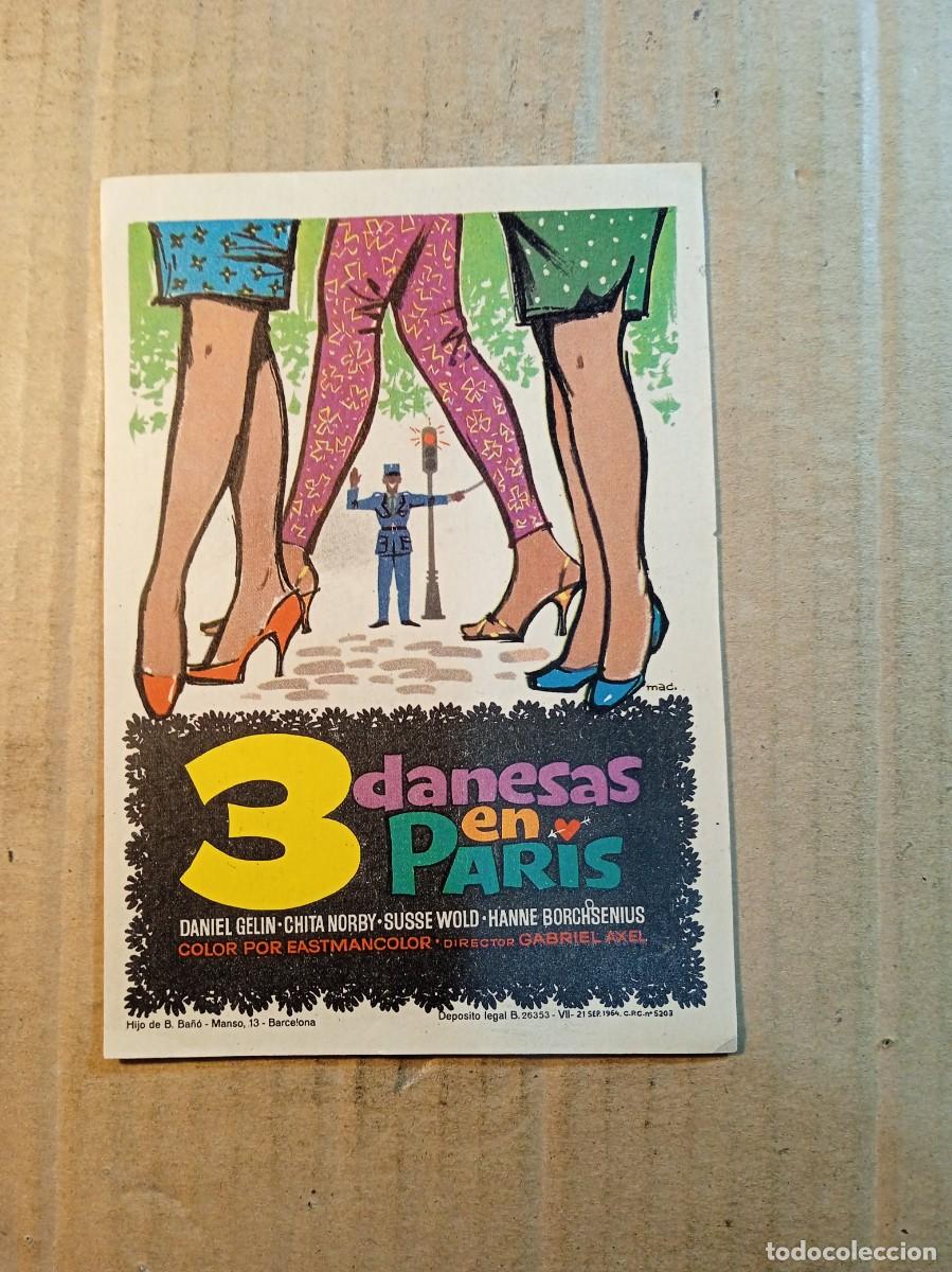 Cine: FOLLETO DE MANO CON PUBLICIDAD 3 DANESAS EN PARIS
