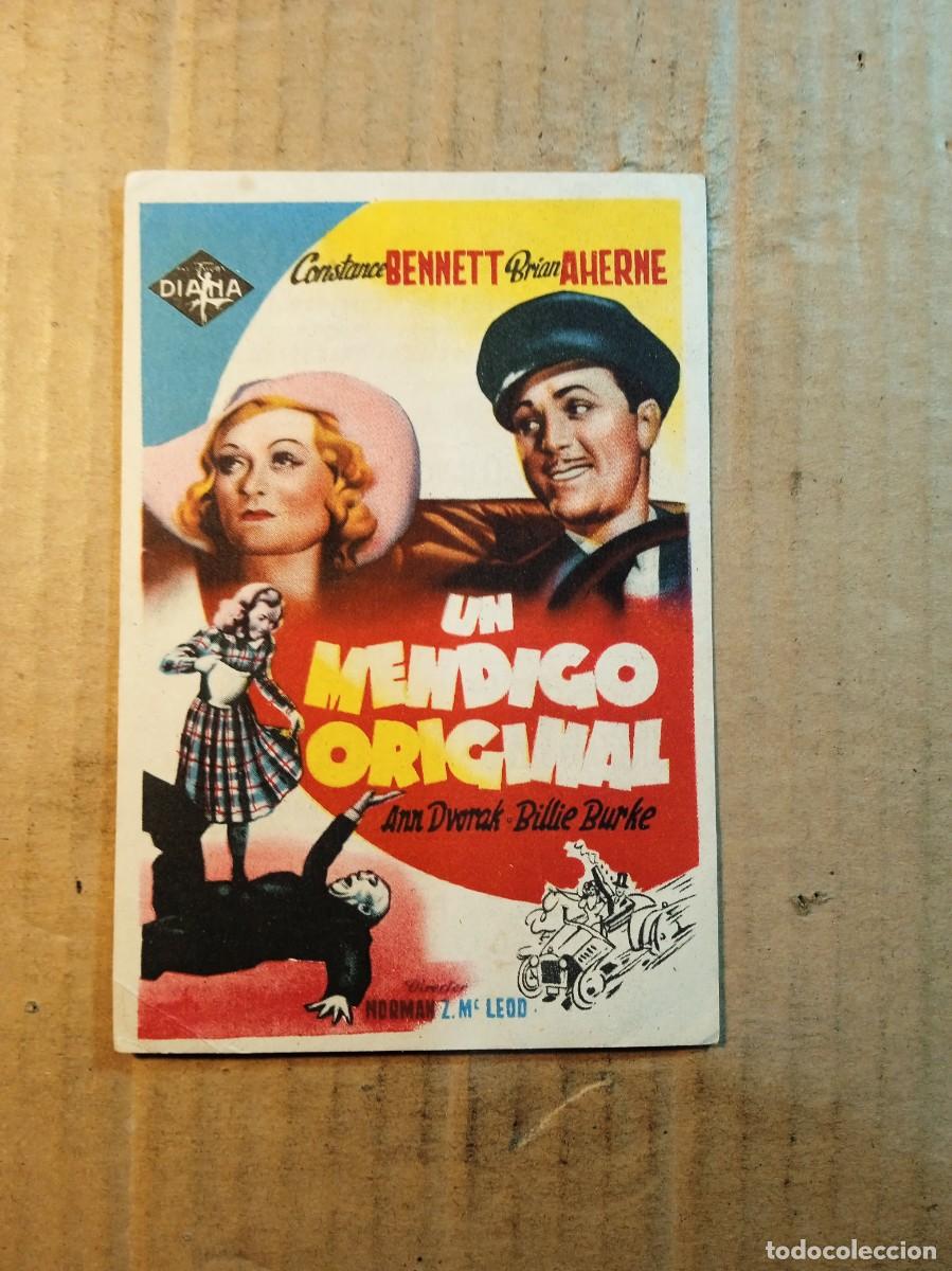 Cine: FOLLETO DE MANO CON PUBLICIDAD UN MENDIGO ORIGINAL