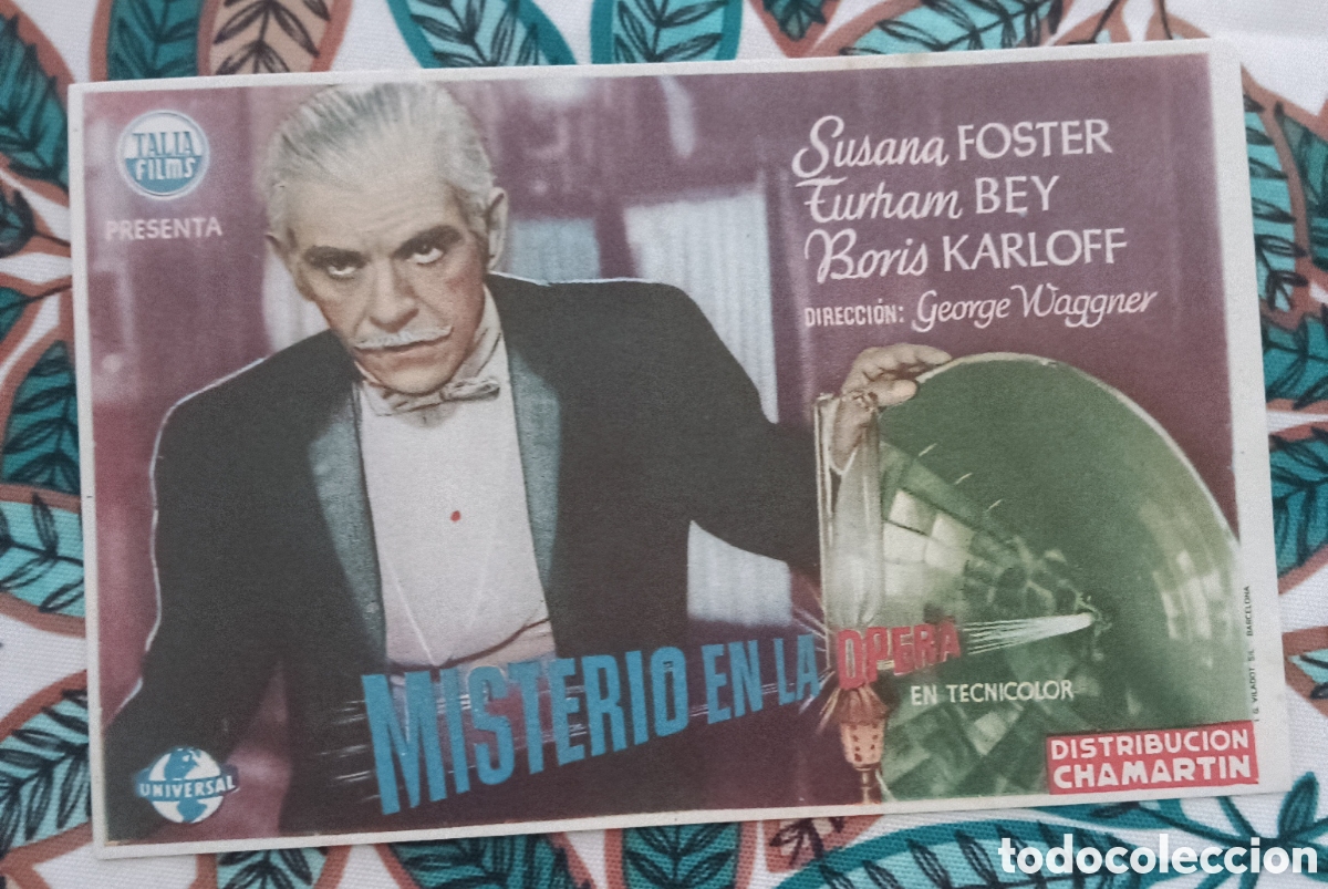 Cine: MISTERIO EN LA &Oacute;PERA -BORIS KARLOFF- FOLLETO SENCILLO-CON PUBLICIDAD