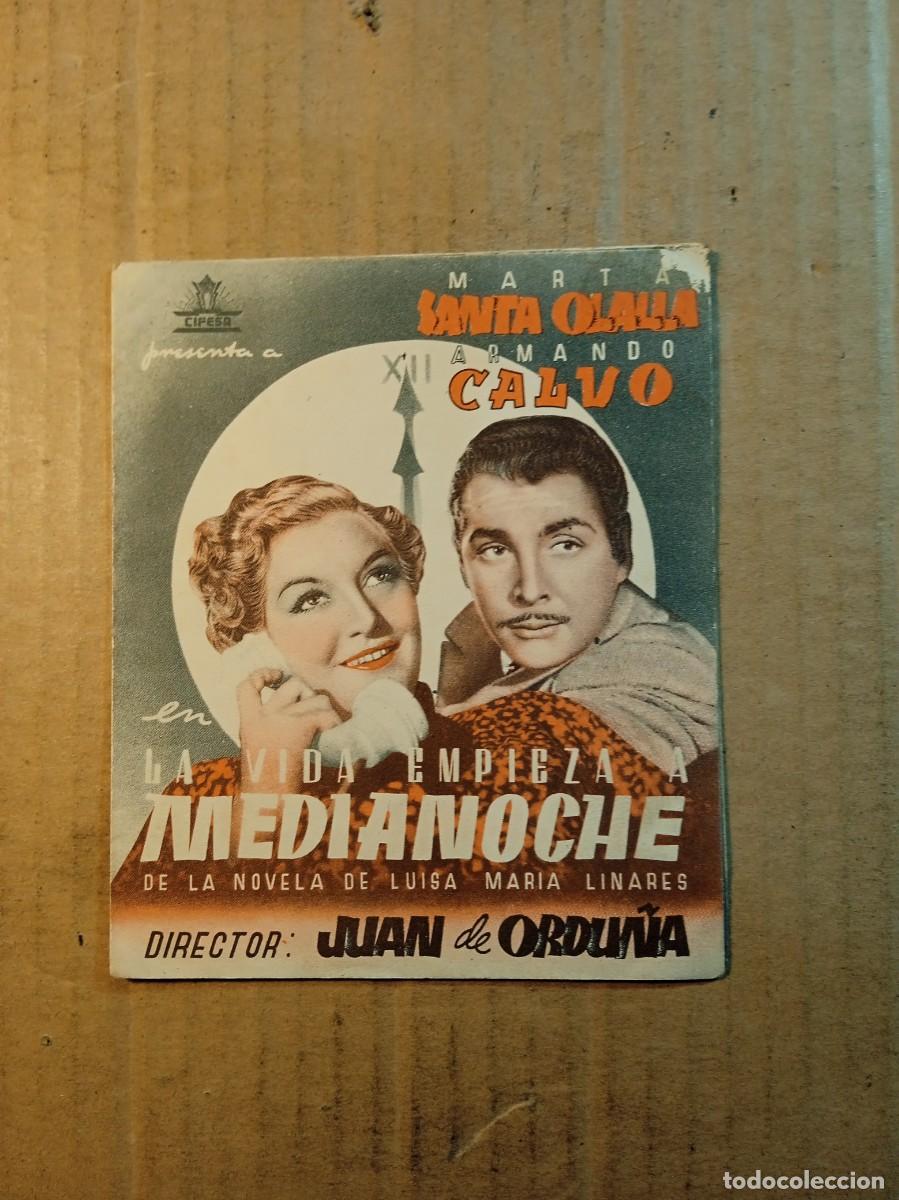 Cine: FOLLETO DE MANO DOBLE SIN PUBLICIDAD LA VIDA EMPIEZA A MEDIANOCHE