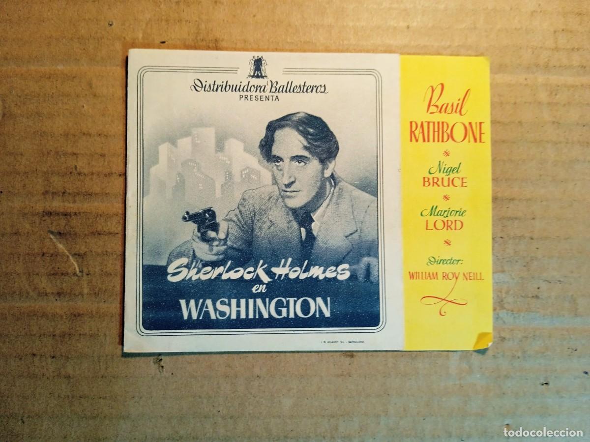 Cine: FOLLETO DE MANO DOBLE SIN PUBLICIDAD SHERLOCK HOLMES EN WASHINGION