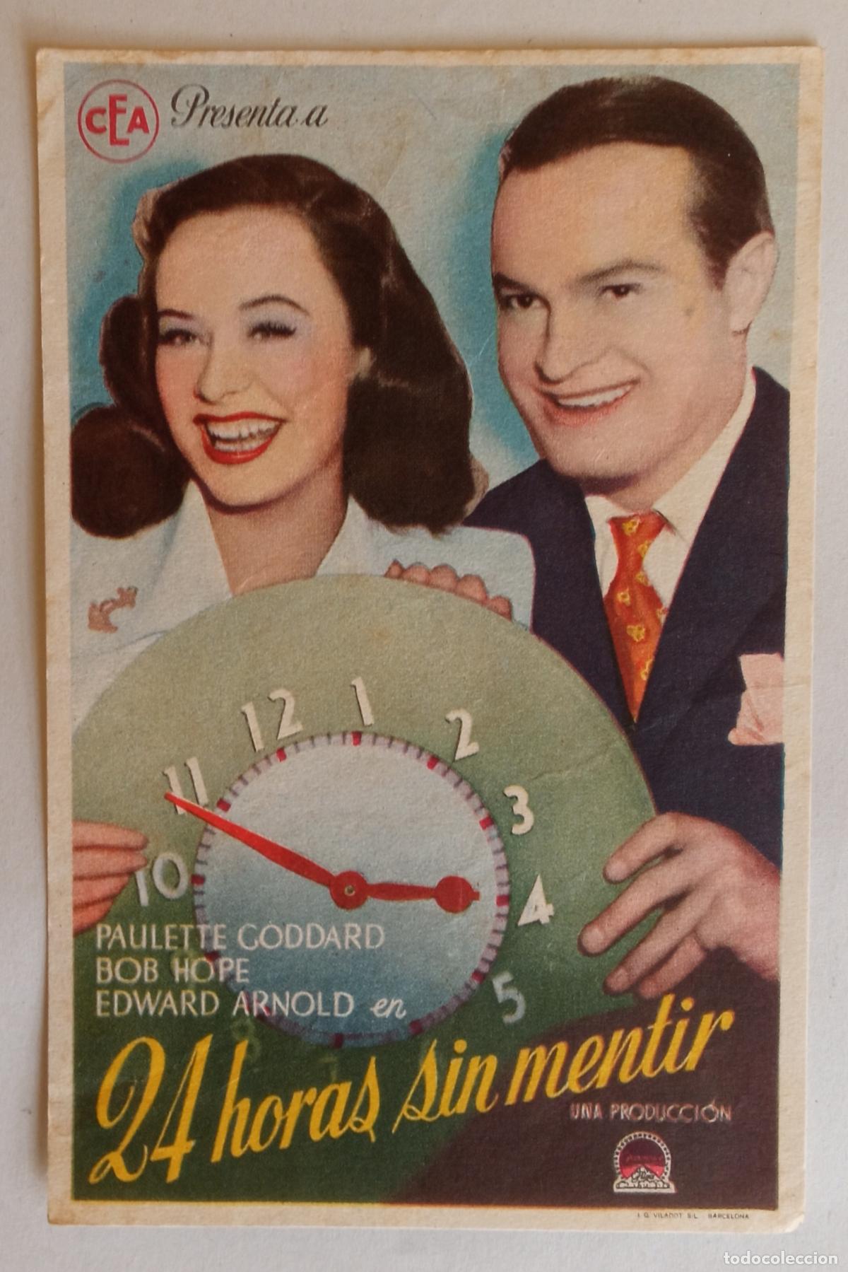 Cine: PROGRAMA DE CINE. BOB HOPE. PAULETTE GODDARD. 24 HORAS SIN MENTIR