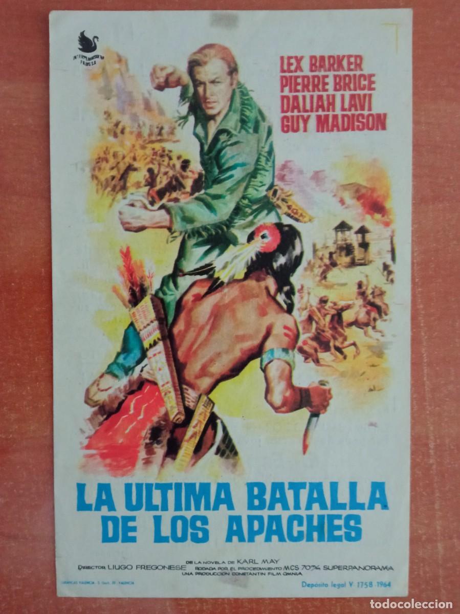 Cine: LA &Uacute;LTIMA BATALLA DE LOS APACHES, LEX BARKER, PIERRE BRICE, CINE ASTORIA, 1965