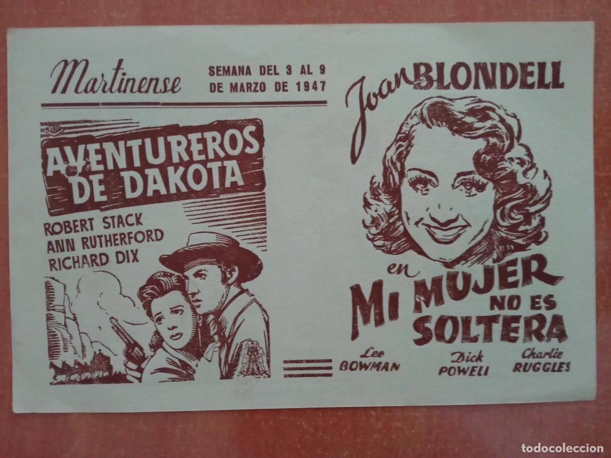 Cine: LOS AVENTUREROS DE DAKOTA, ROBERT STACK, CON CLICH&Eacute; POR DETR&Aacute;S, CINE MARTINENSE, 1947