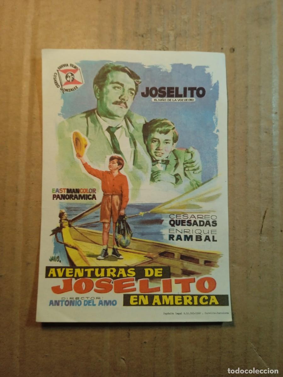 Cine: FOLLETO DE MANO CON PUBLICIDAD AVENTURAS DE JOSELITO EN AMERICA