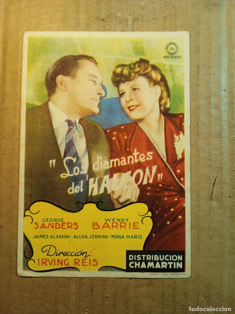 Cine: FOLLETO DE MANO CON PUBLICIDAD LOS DIAMANTES DEL HALCON