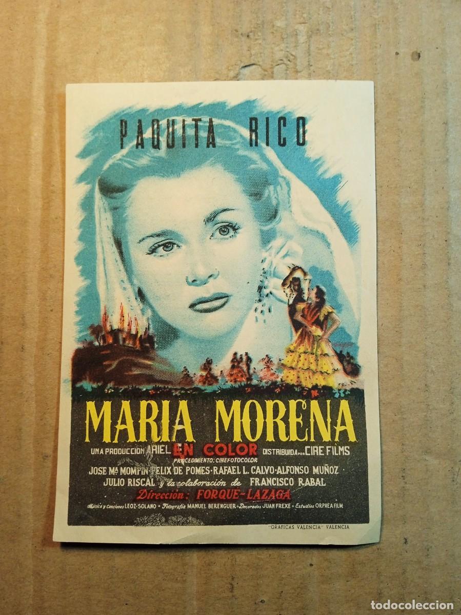 Cine: FOLLETO DE MANO CON PUBLICIDAD MARIA MORENA