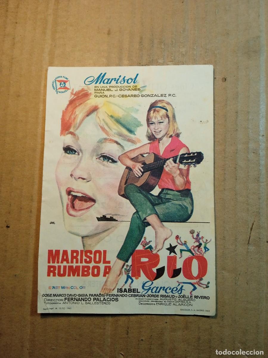 Cine: FOLLETO DE MANO CON PUBLICIDAD MARISOL RUMBO A RIO