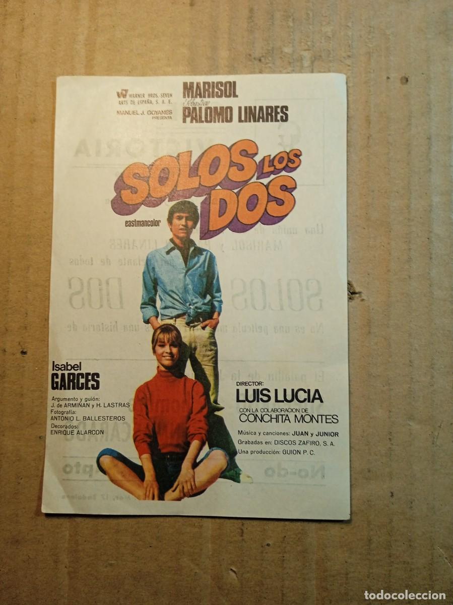 Cine: FOLLETO DE MANO CON PUBLICIDAD SOLOS LOS DOS
