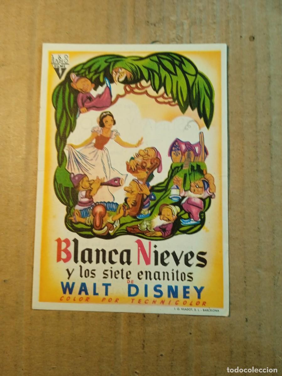 Folhetos de m&atilde;o de filmes antigos de cinema: FOLLETO DE MANO CON PUBLICIDAD BLANCA NIEVES Y LOS SIETE ENANITOS