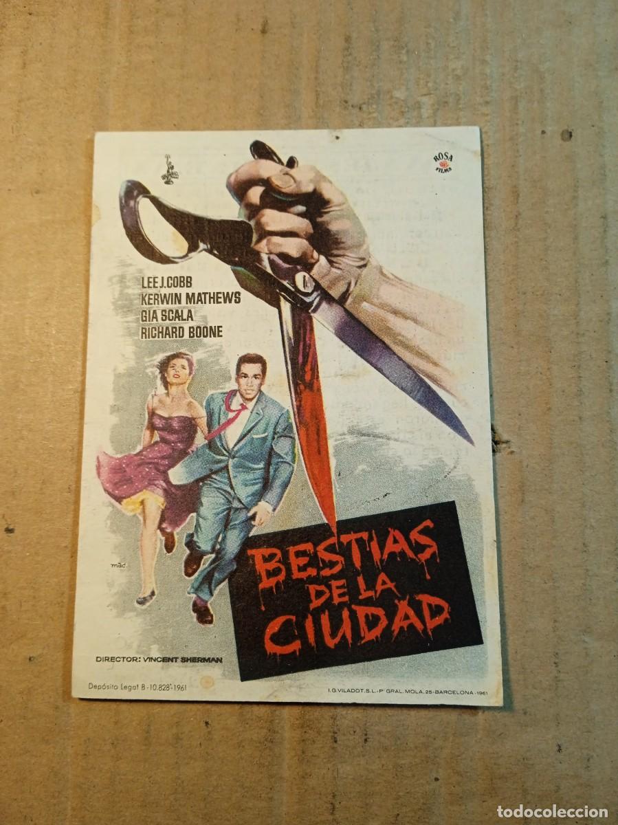 Cine: FOLLETO DE MANO CON PUBLICIDAD BESTIAS DE LA CIUDAD