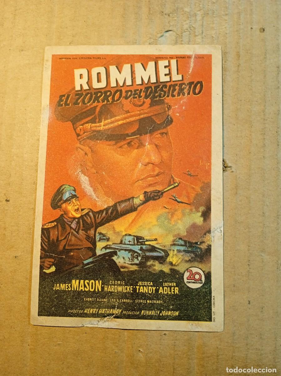 Cine: FOLLETO DE MANO CON PUBLICIDAD ROMMEL EL ZORRO DEL DESIERTO