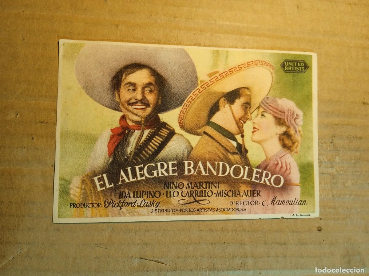 Cine: FOLLETO DE MANO CON PUBLICIDAD EL ALEGRE BANDOLERO