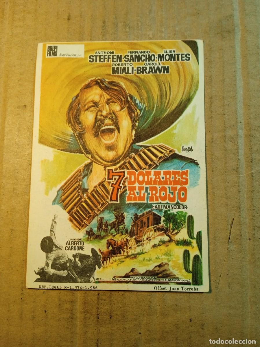 Cine: FOLLETO DE MANO CON PUBLICIDAD 7 DOLARES AL ROJO