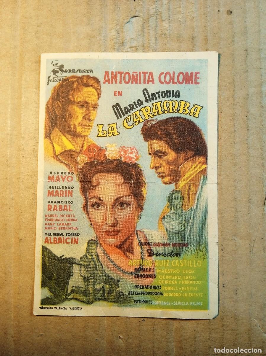 Cine: FOLLETO DE MANO CON PUBLICIDAD MARIA ANTONIA LA CARAMBA