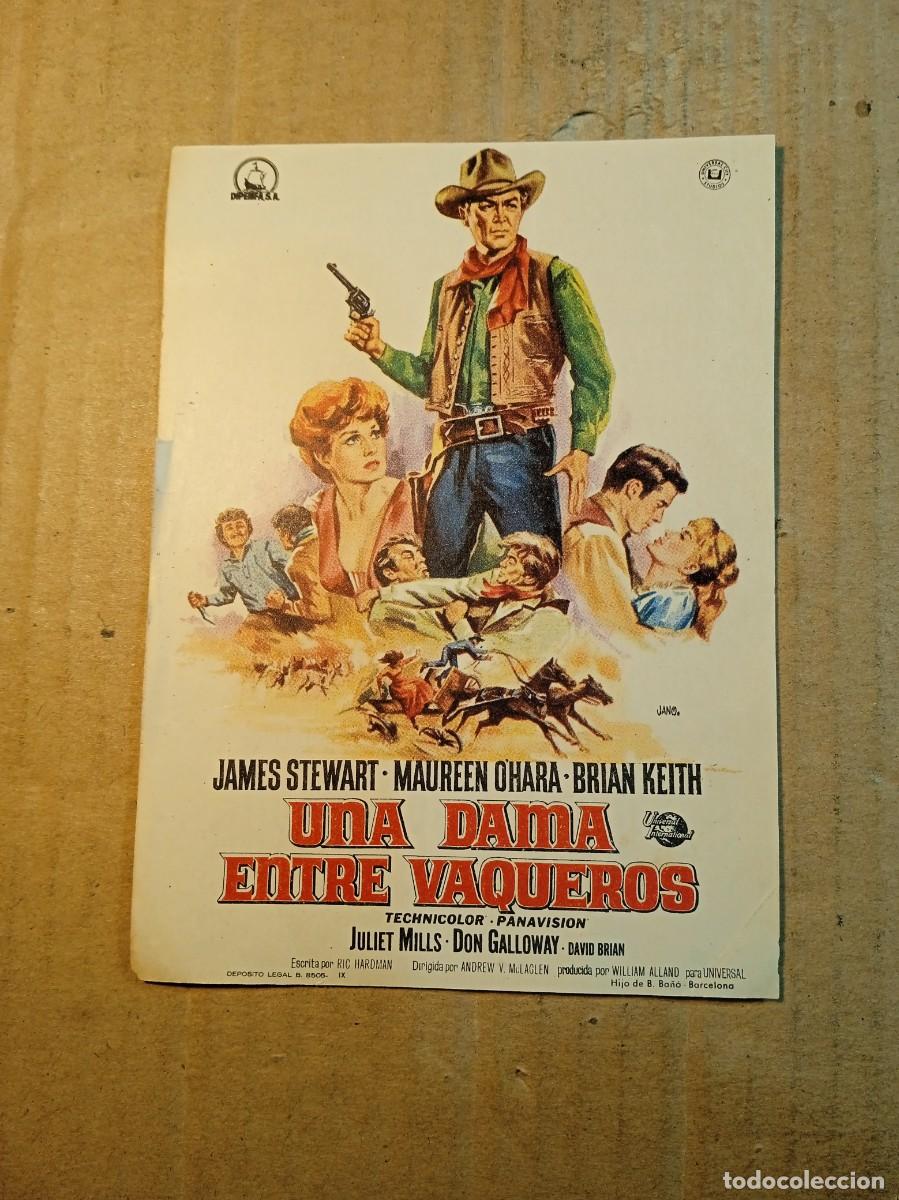 Cine: FOLLETO DE MANO CON PUBLICIDAD UNA DAMA ENTRE VAQUEROS
