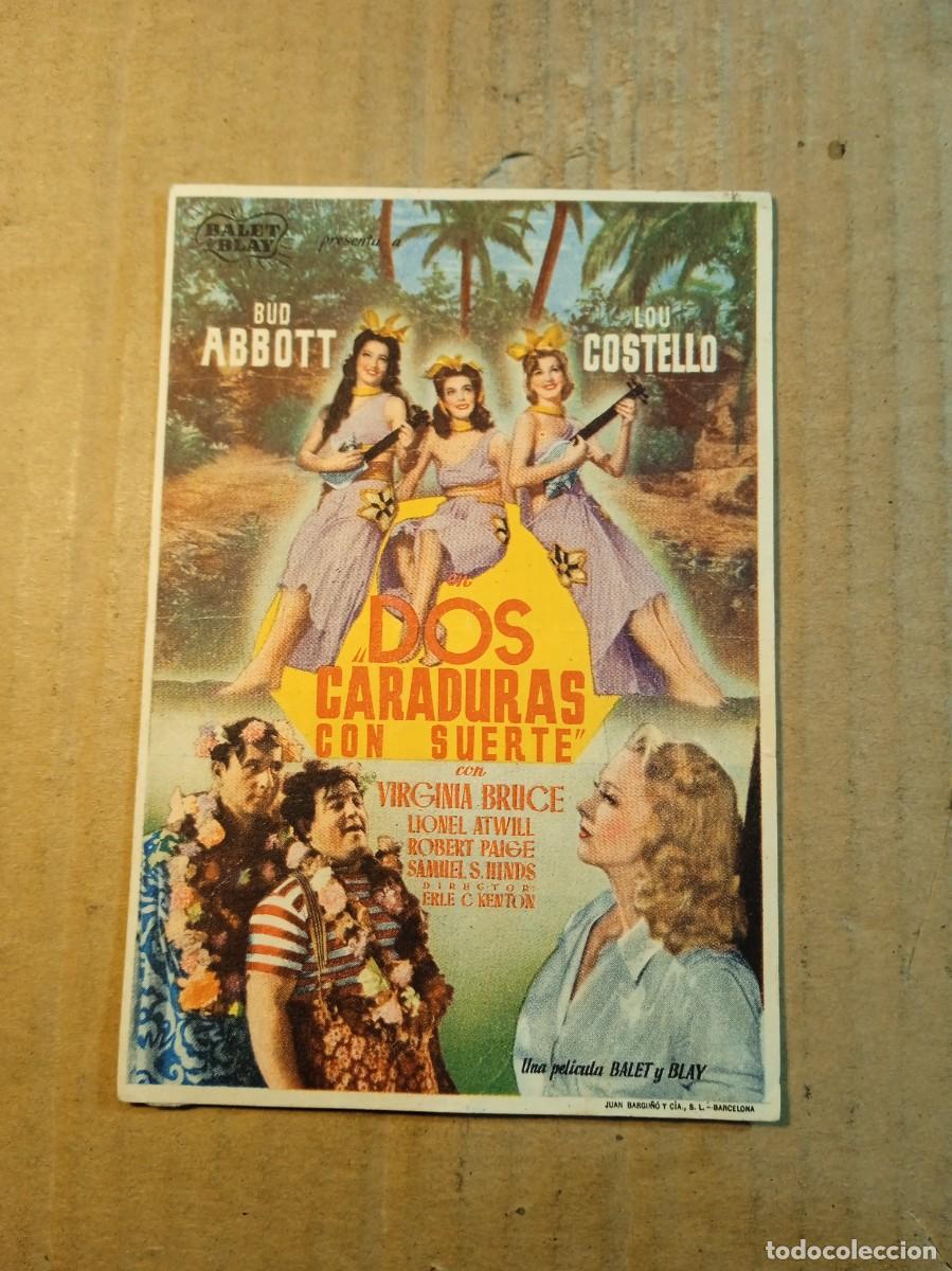 Cine: FOLLETO DE MANO CON PUBLICIDAD DOS CARADURAS CON SUERTE