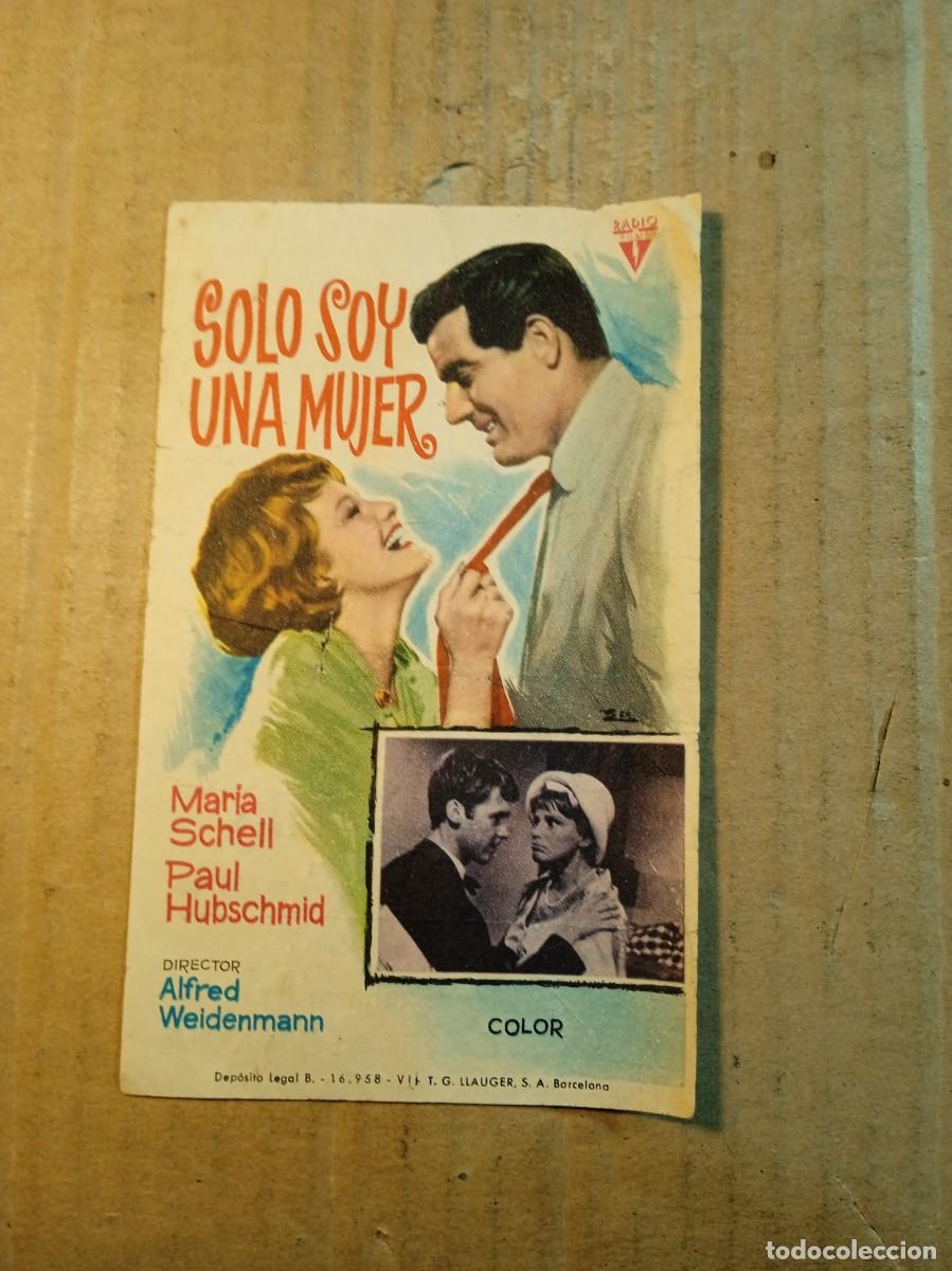 Cine: FOLLETO DE MANO CON PUBLICIDAD SOLO SOY UNA MUJER
